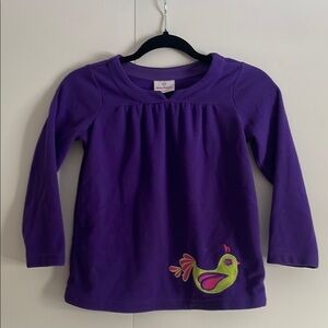 Hanna Andersson Purple Long Sleeve Top with Bird Appliqué